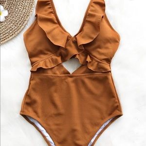 STAY WITH YOU FALBALA ONE-PIECE SWIMSUIT